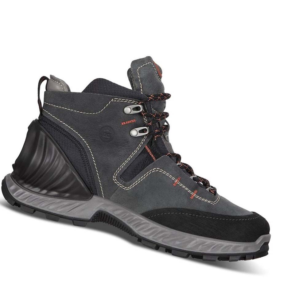 Men\'s Ecco Exohike Mid Gtx Hiking & Trail Grey / Black | USA 564XYU